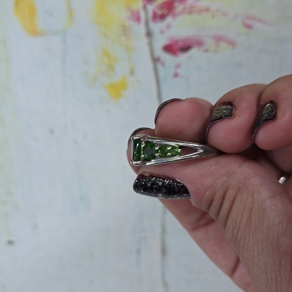 Chrome Diopside 7 stone ring size 6 - Picture 3 of 4